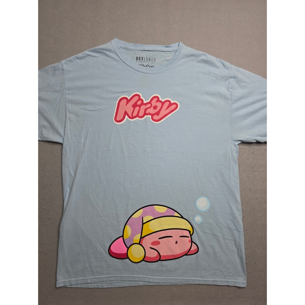 BoxLunch T-Shirt Men's Medium Blue Sleepy Kirby Graphic Cotton Streetwear Skater
